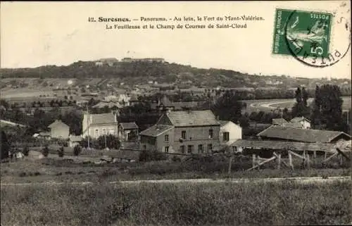 Ak Suresnes Hauts de Seine, Panorama, Au loin, le Fort du Mont Valerien