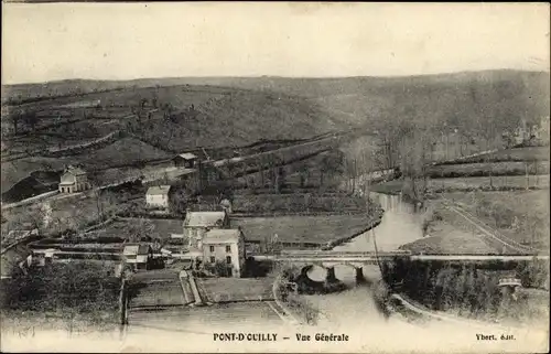 Ak Pont d Ouilly Calvados, Vue Generale