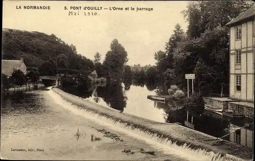 Ak Pont d Ouilly Calvados, L'Orne et le barrage