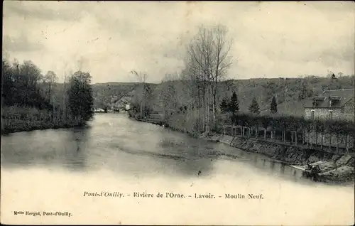 Ak Pont d Ouilly Calvados, Lavoir, Moulin Neuf