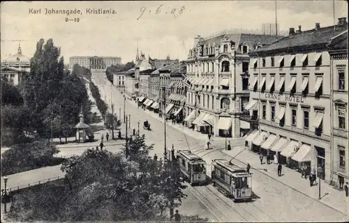 Ak Kristiania Christiania Oslo Norwegen, Karl Johansgade