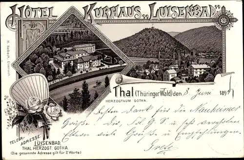 Litho Bad Thal Ruhla in Thüringen, Hotel Kurhaus Luisenbad