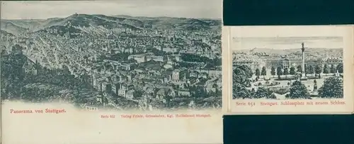 Leporello Ak Stuttgart in Baden Württemberg, Panorama der Stadt, Schlossplatz, Stadtansichten