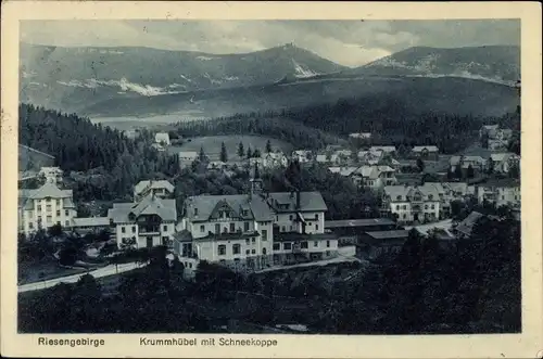 Ak Karpacz Krummhübel im Riesengebirge Schlesien, Panorama mit Schneekoppe