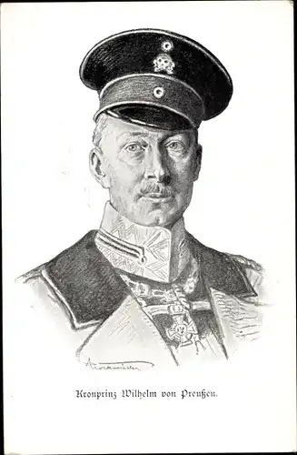 Künstler Ak Kronprinz Wilhelm von Preußen, Portrait, Totenkopfhusar