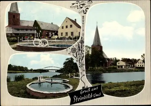 Ak Steinbild Kluse im Emsland, Teilansicht der Kirche, Gasthof