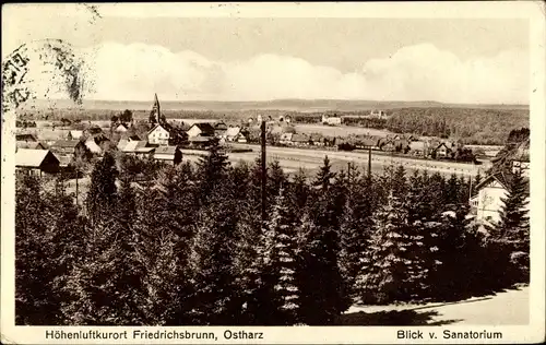 Ak Friedrichsbrunn Thale im Harz, Blick vom Sanatorium