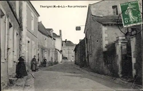 Ak Thorigne Maine et Loire, Rue Principale