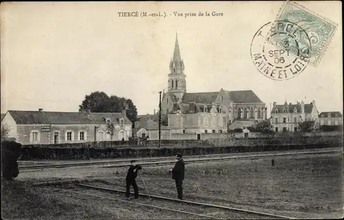 Ak Tiercé Maine et Loire, Vue prise de la Gare