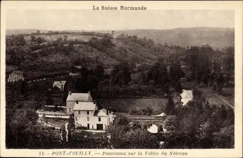 Ak Pont d Ouilly Calvados, Panorama sur la Vallee du Notreau