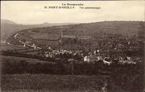 Ak Pont d Ouilly Calvados, Vue panoramique