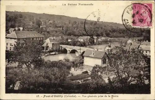 Ak Pont d Ouilly Calvados, Vue generale prise de la Mairie