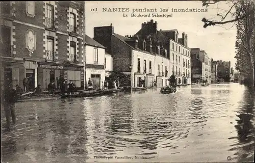 Ak Nantes Loire Atlantique, Inondations, Le Boulevard Sebastopol