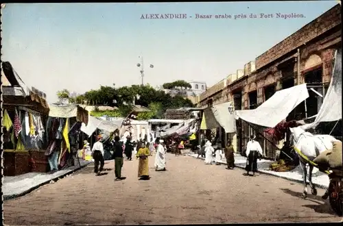 Ak Alexandria Ägypten, Bazar arabe pres du Fort Napoleon