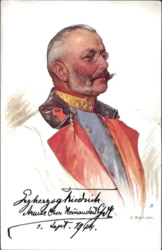 Künstler Ak Brüch, O., Erzherzog Friedrich von Österreich Teschen, KuK Kriegsfürsorgeamt