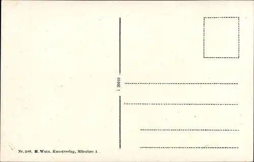 Künstler Ak Ulm, Gedicht Ulmer Spatz, Menschen, Torbogen, Pferdekarren