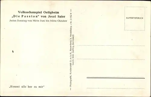Ak Ötigheim Landkreis Rastatt, Volksschauspiele, Die Passion von Josef Saier, Schauspieler