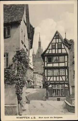 Ak Bad Wimpfen am Neckar, Blick durch die Salzgasse