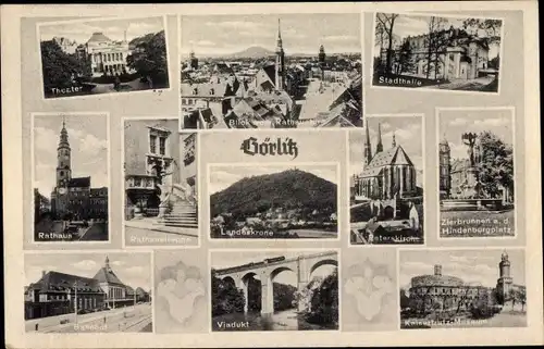 Ak Görlitz in der Lausitz, Stadthalle, Hindenburgplatz, Viadukt, Landeskrone