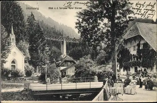 Ak Höllsteig Schwarzwald, Ravennaviadukt, Hotel Sternen, Blick von der Terrasse