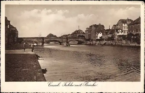 Ak Kassel in Hessen, Fulda mit Brücke