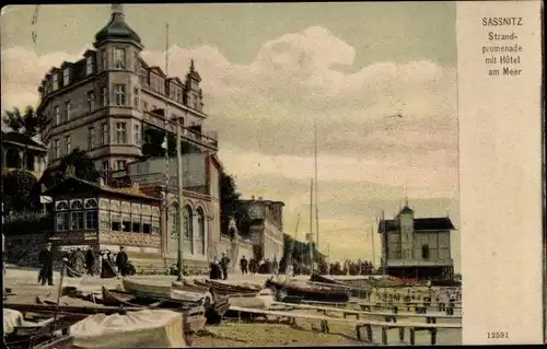 Ak Sassnitz auf Rügen, Strandpromenade, Hotel am Meer