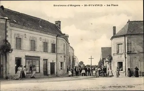 Ak Saint Sylvain Maine et Loire, La Place