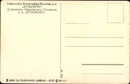 Ak Dampfschiff Kumanovo, Dubrovačka Plovidba