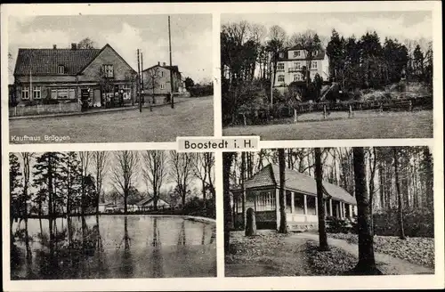 Ak Boostedt in Holstein, Kaufhaus Brüggen, Villa, Teilansichten