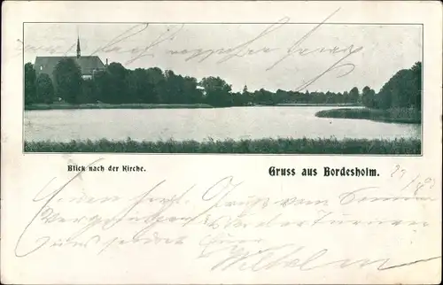 Ak Bordesholm in Holstein, Seeblick zur Kirche