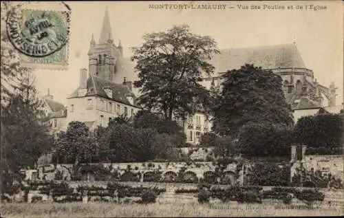 Ak Montfort l'Amaury Yvelines, Vue des Poulles et de l'Eglise