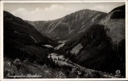 Ak Pec pod Sněžkou Riesengebirge Reg Königgratz, Riesengrund mit Schneekoppe