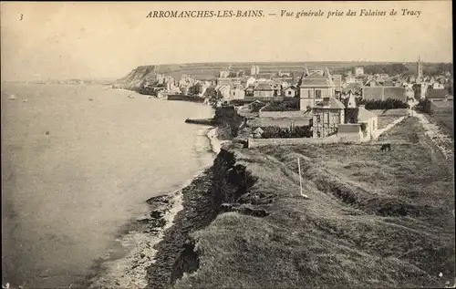 Ak Arromanches les Bains Calvados, Vue generale prise des Falaises de Tracy