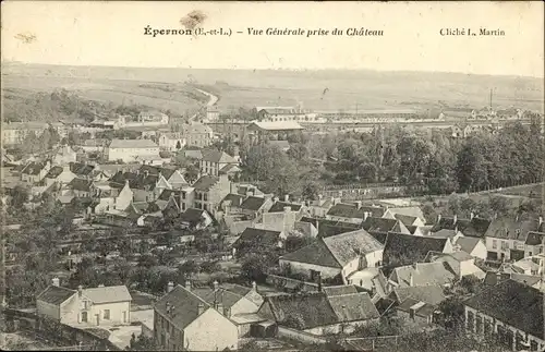 Ak Epernon Eure et Loir, Vue Generale prise du Chateau