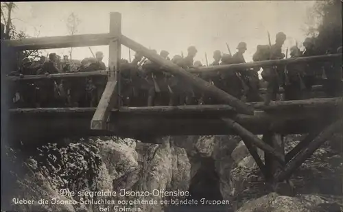 Ak Tolmein Tolmin Slowenien, Isonzo Offensive, vorgehende verbündete Truppen, Schlucht