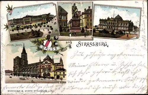 Litho Strasbourg Straßburg Elsass Bas Rhin, Universität, Landesbibliothek, Münster, Denkmal