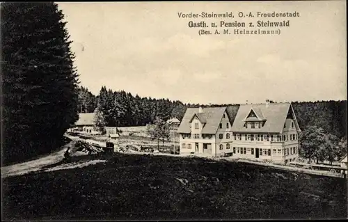 Ak Freudenstadt im Nordschwarzwald, Gasthof Pension zum Steinwald