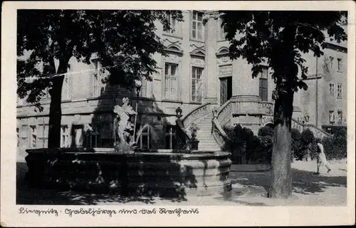 Ak Legnica Liegnitz Schlesien, Gabeljürgebrunnen, Rathaus