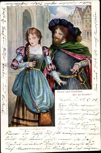 Vexier Ak Faust und Gretchen, Wo ist Goethe?