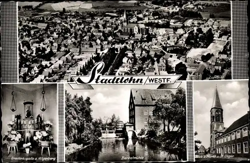 Ak Stadtlohn im Münsterland, Luftbild, Gnadenkapelle, Berkelmühle, St. Otger, Markt