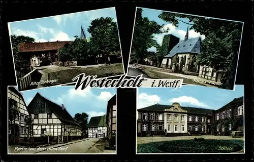 Ak Westerholt Herten im Ruhrgebiet, Schloss, Schlosskapelle, alter Torbogen, Dorfpartie