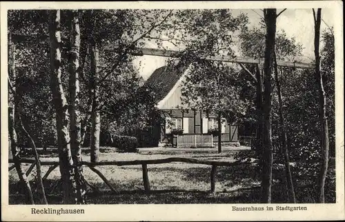 Ak Recklinghausen im Ruhrgebiet, Bauernhaus im Stadtgarten