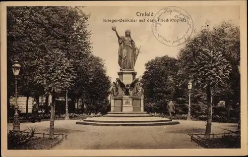 Ak Krefeld am Niederrhein, Krieger Denkmal auf dem Friedrichsplatz