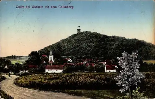 Ak Collm Wermsdorf in Sachsen, Blick auf den Ort mit Collmberg