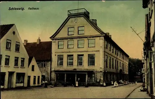 Ak Schleswig an der Schlei, Rathaus, Straßenpartie