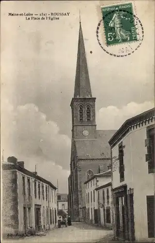 Ak Roussay Maine et Loire, La Place de l'Eglise