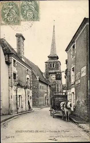 Ak Savennières Maine et Loire, La rue de l'Eglise
