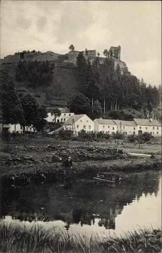 Ak Schönecken Rheinland Pfalz, See, Ort, Ruine