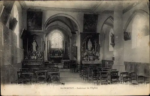 Ak Bazemont Yvelines, Interieur de l'Eglise