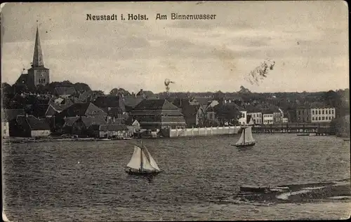 Ak Neustadt in Holstein, Am Binnenwasser, Segelpartie